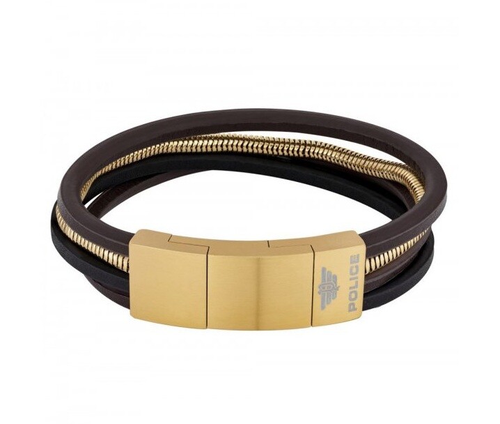 Police Kožený vícevrstvý náramek pro muže PJ26551BSG.02