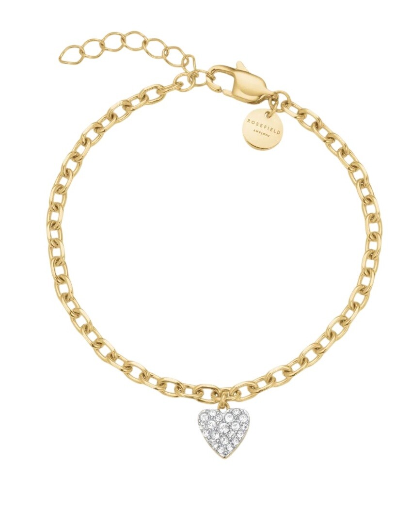 Rosefield Dámský pozlacený náramek s krystaly Chunky Heart JBCHG-J1279