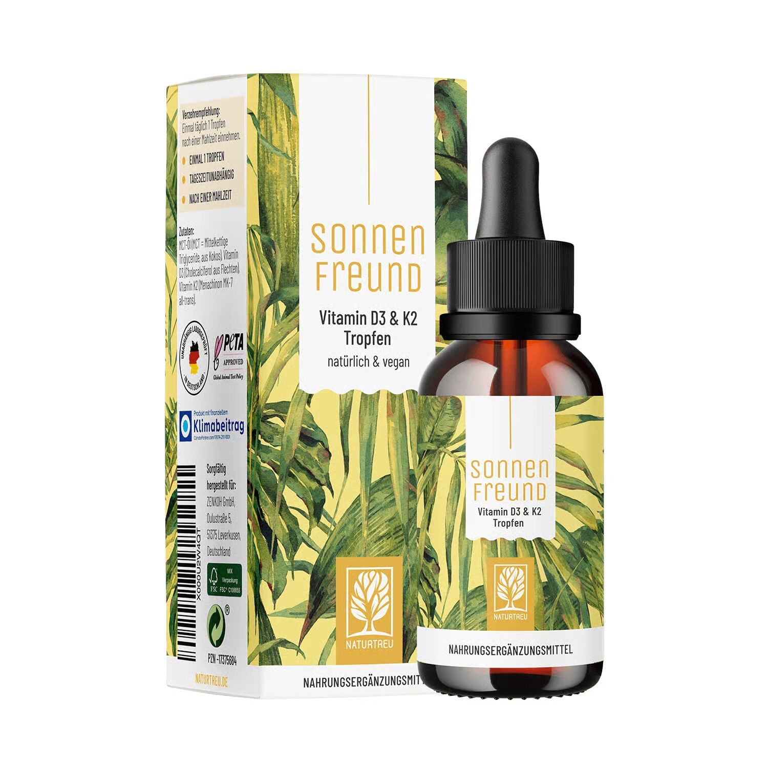 Naturtreu Vitamín D3 + K2 MK7 kapky 30 ml