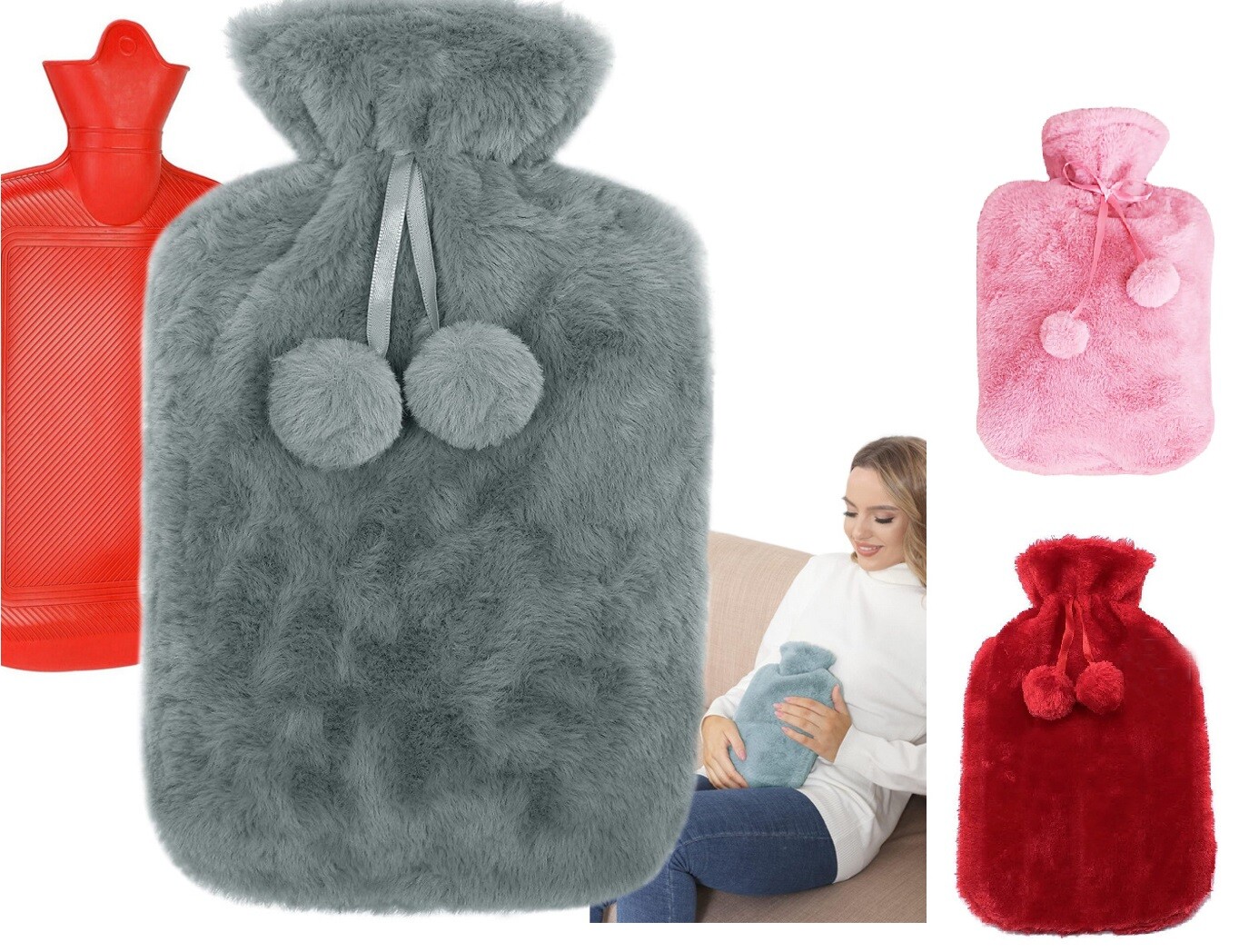 Plyšový termofor 1700ml Barva: Růžová