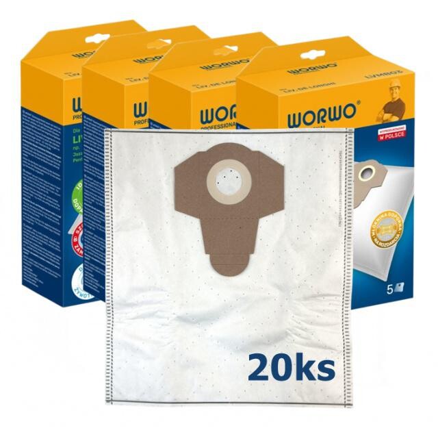 Sáčky WORWO LVMB03 Professional pro Parkside, Einhell, Narex...a další (38x 33 cm) 20ks