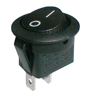 Vypínač kolébkový kulatý 2pól/2pin OFF-ON 250V/6A ČERNÝ