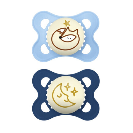 MAM Dudlík Original Night box 0+m sv/tm.modrý 2ks