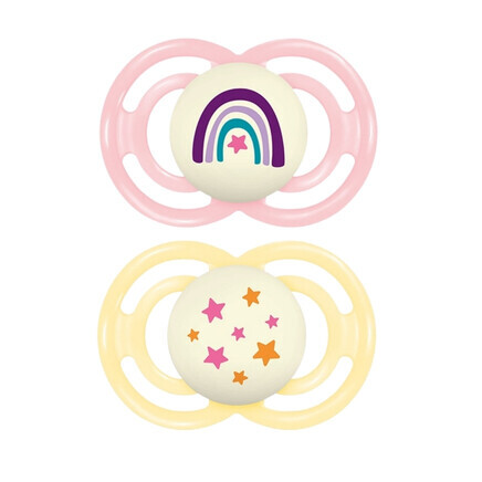 MAM Dudlík Perfect Night box 16+m růžový/žlutý 2ks