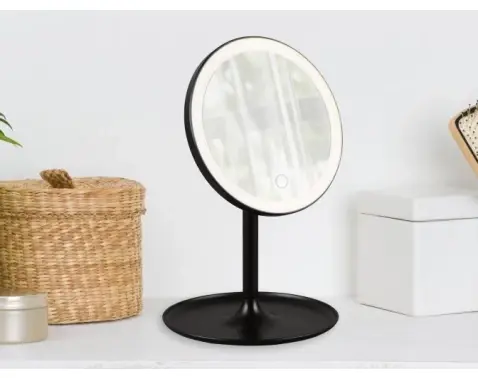 Kosmetické zrcadlo s LED Liara 18x28,5 cm, černé
