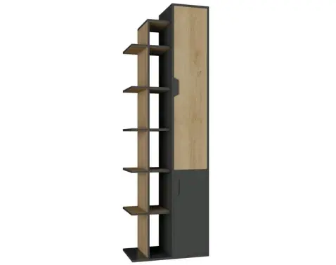 Vysoký regál s dveřmi Nemo, dub/grafit