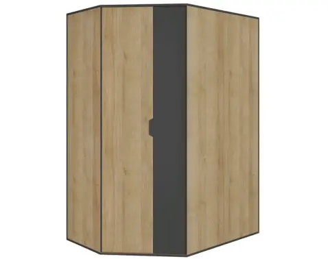 Rohová šatní skříň Nemo, dub/grafit