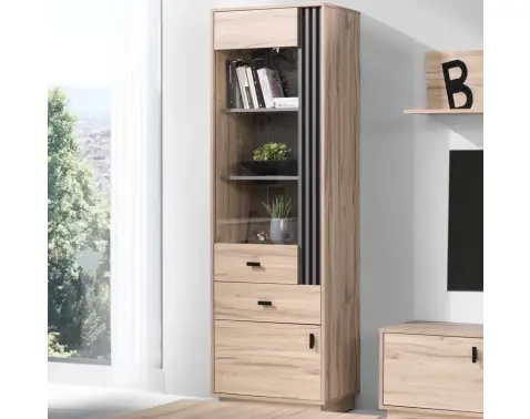 Vysoká vitrína Ancona, dub estana/antracit
