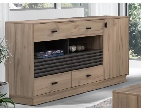 Široká komoda Ancona, 155 cm, dub estana/antracit