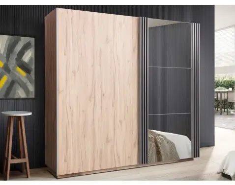 Šatní skříň s posuvnými dveřmi Ancona, 215 cm, dub estana/antracit