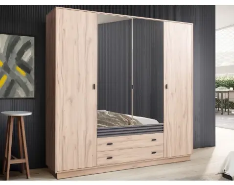 Šatní skříň s otočnými dveřmi Ancona, 200 cm, dub estana/antracit