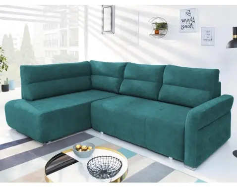 Rohová sedačka na trvalé spaní Ischia, petrolejová látka, levý roh