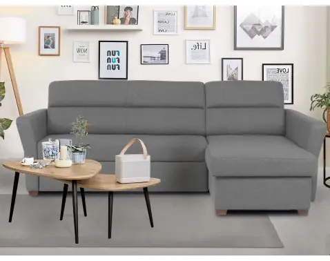 Rohová sedací souprava Flavia, kouřově šedá látka, pravý roh