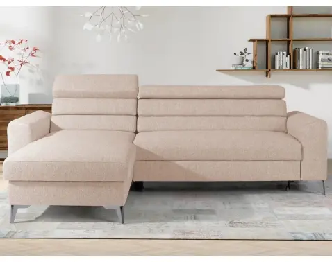 Rohová sedací souprava Leon, béžová látka, levý roh