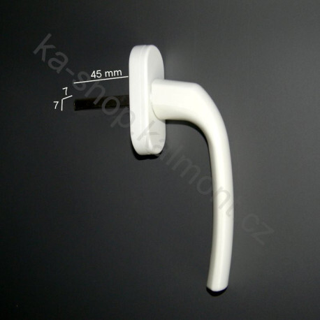 Klika na PVC a dřevěné okno a balkonové dveře, bílá, čtyřhran 45 x 7 mm, 4 polohy,