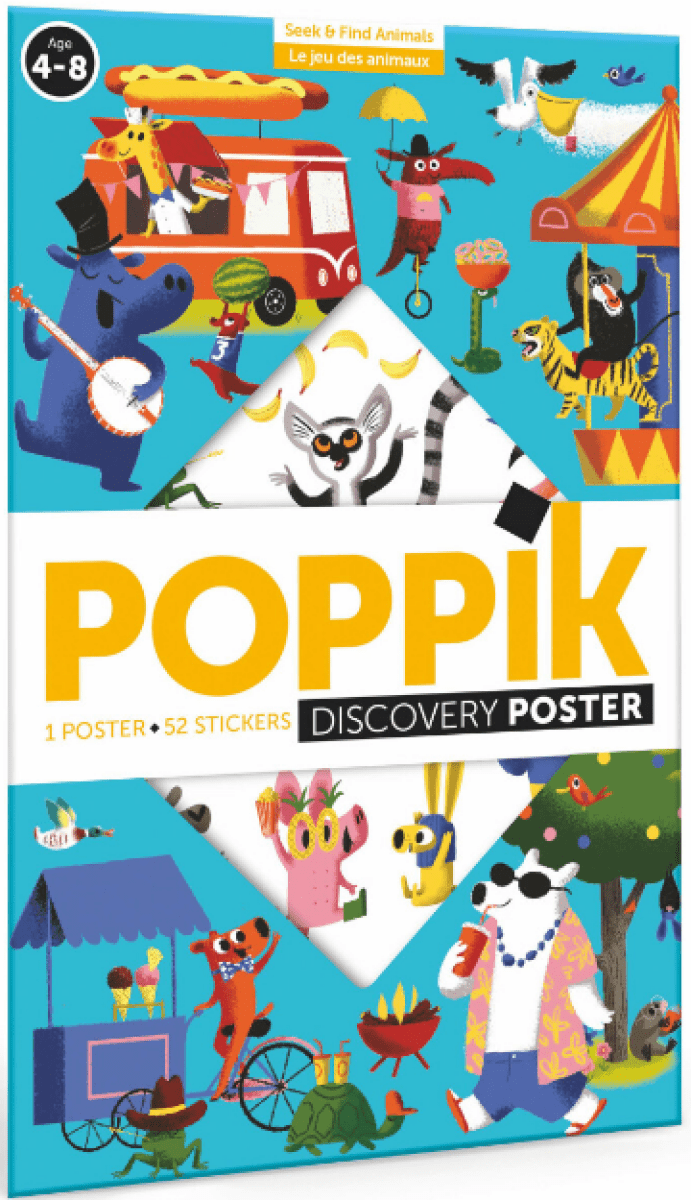 Vzdělávací samolepkový plakát Legrační zvířátka