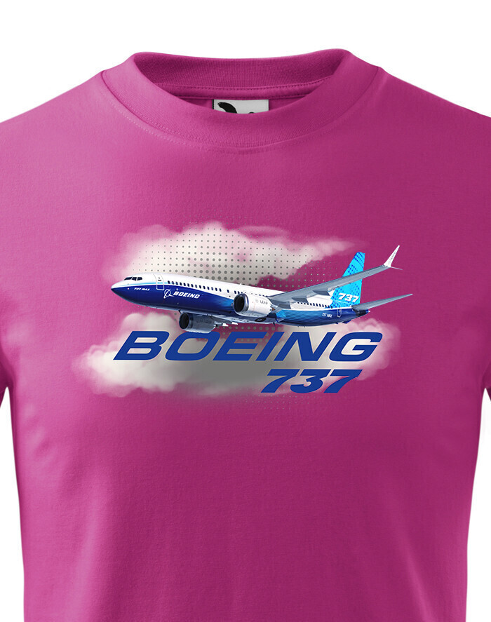 Dětské tričko s potiskem Boeing 737 tričko pro milovníky letounů