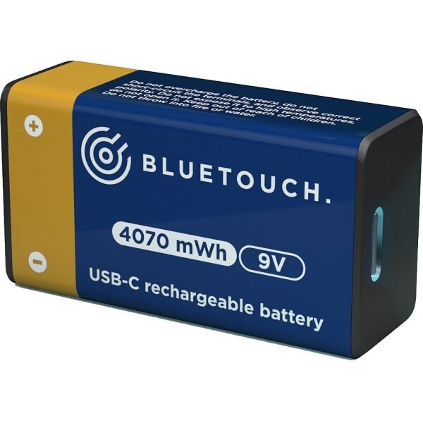BLUETOUCH USB-C TYP 9V USB-C nabíjecí baterie, modrá, velikost