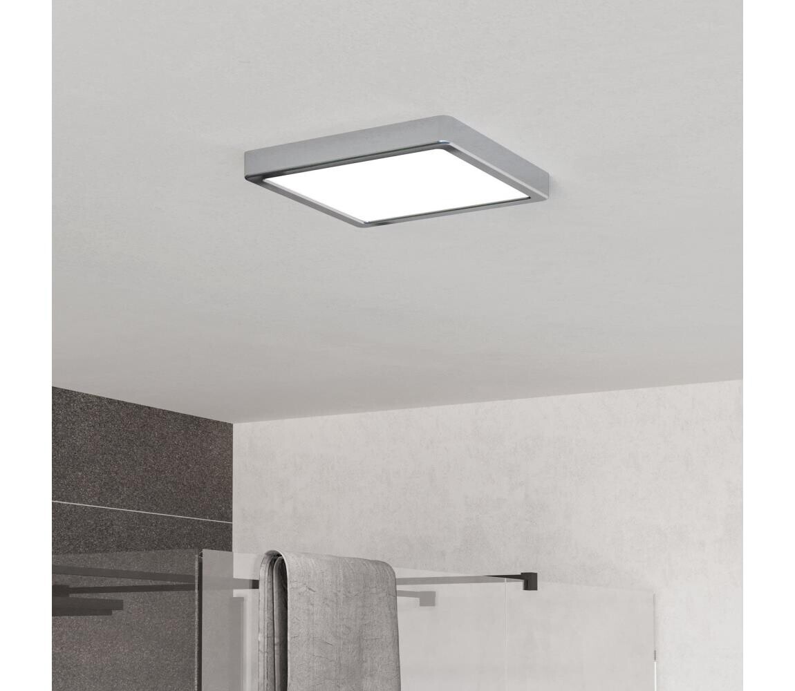 Eglo 901766 - LED Koup. strop. svíti. FUEVA LED/10,5W/230V 22x22 cm IP44 chrom 901766