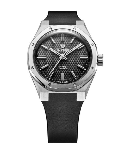 Nivada Grenchen F77 SST Black MK2 - 38 mm - Black Rubber