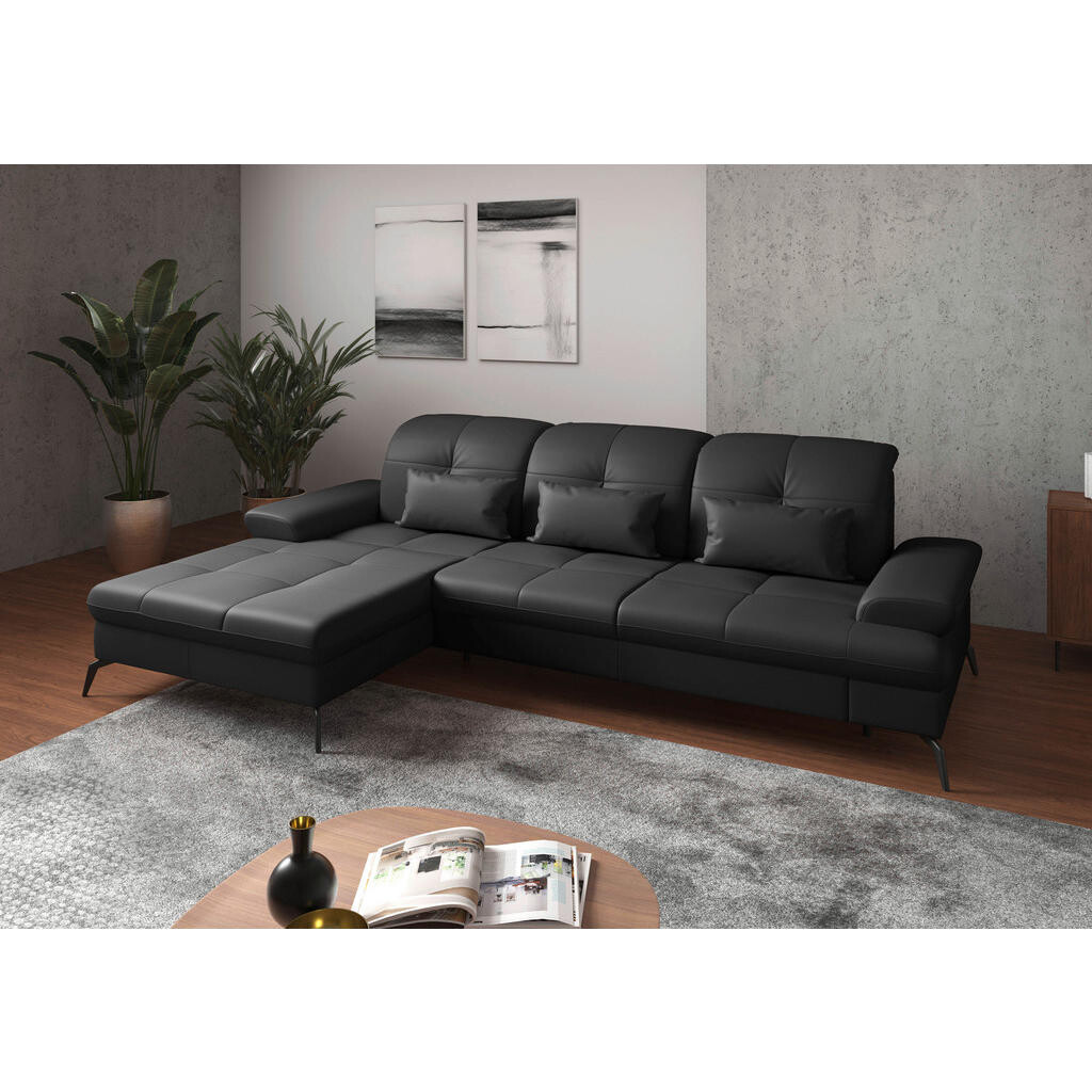 Sit & More ROHOVÁ SEDAČKA, textil, kůže, černá