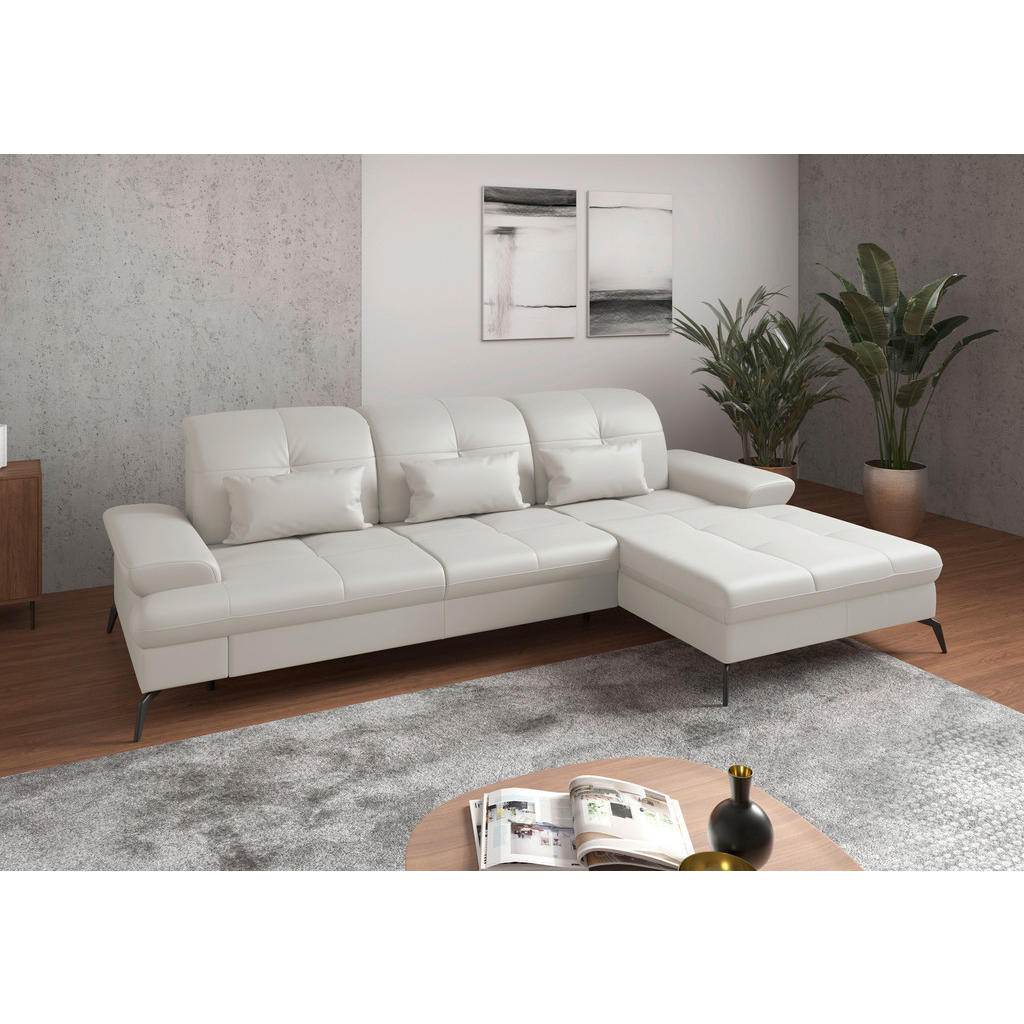 Sit & More ROHOVÁ SEDAČKA, textil, kůže, bílá