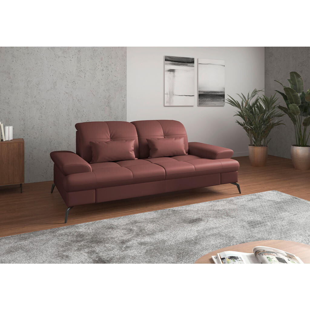 Sit & More TŘÍMÍSTNÁ POHOVKA, červenohnědá, kombinace pravá kůže/látka