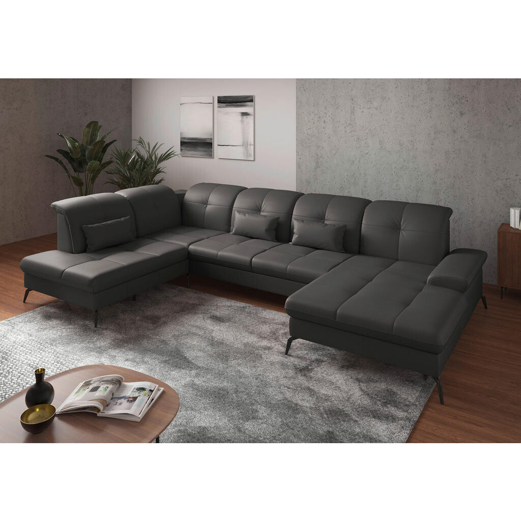 Sit & More SEDACÍ SOUPRAVA, textil, kůže, mokka