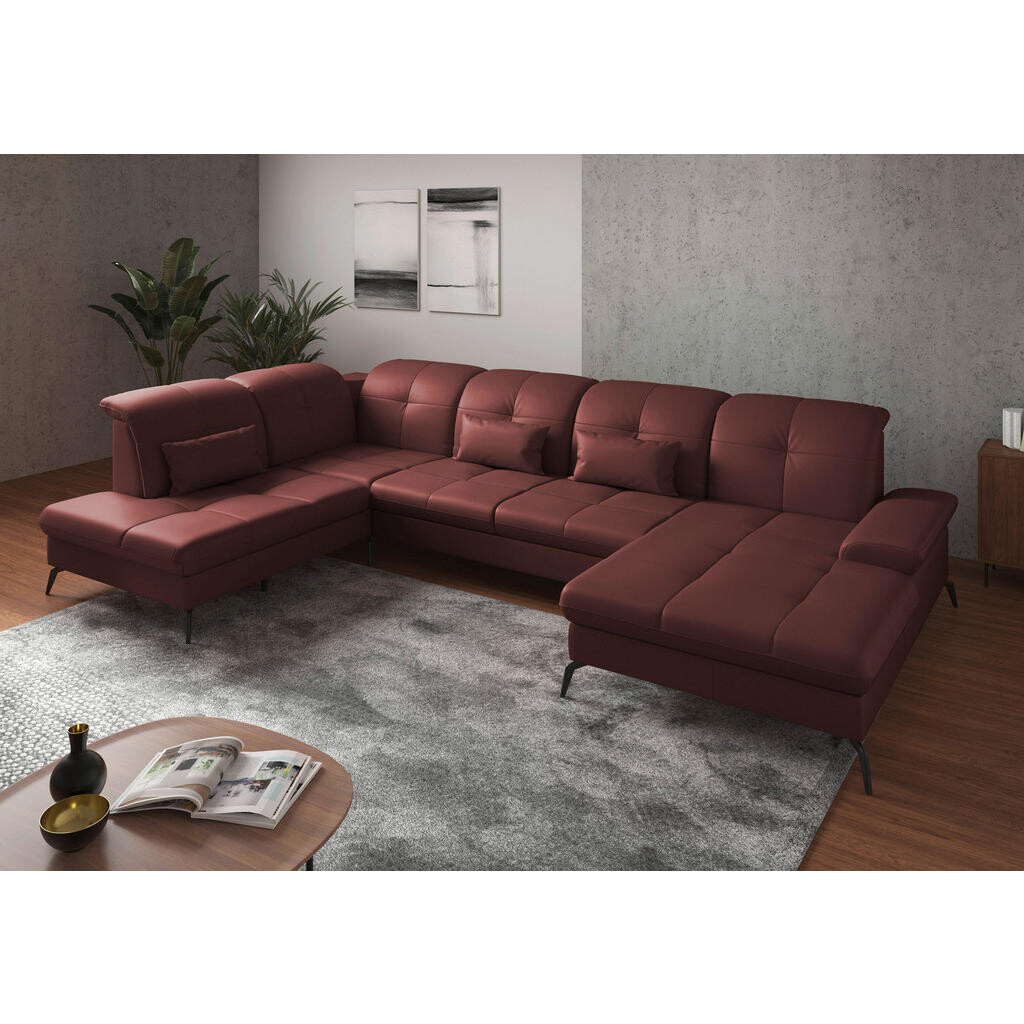 Sit & More SEDACÍ SOUPRAVA, textil, kůže, červenohnědá