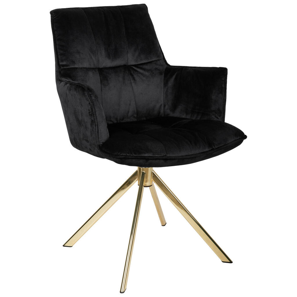 Novel ŽIDLE S PODRUČKAMI, nerezová ocel, samet, černá, barvy zlata