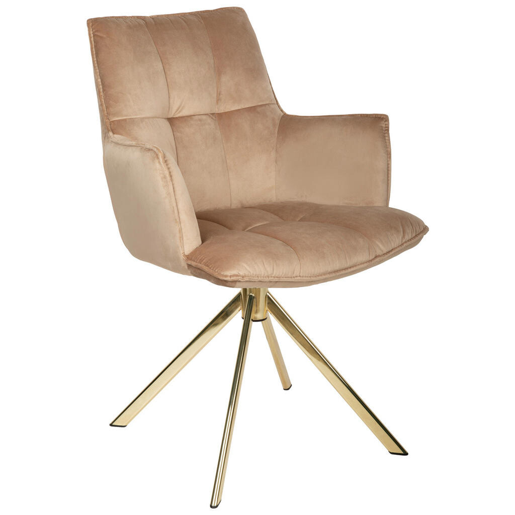 Novel ŽIDLE S PODRUČKAMI, nerezová ocel, samet, barvy zlata, světle hnědá