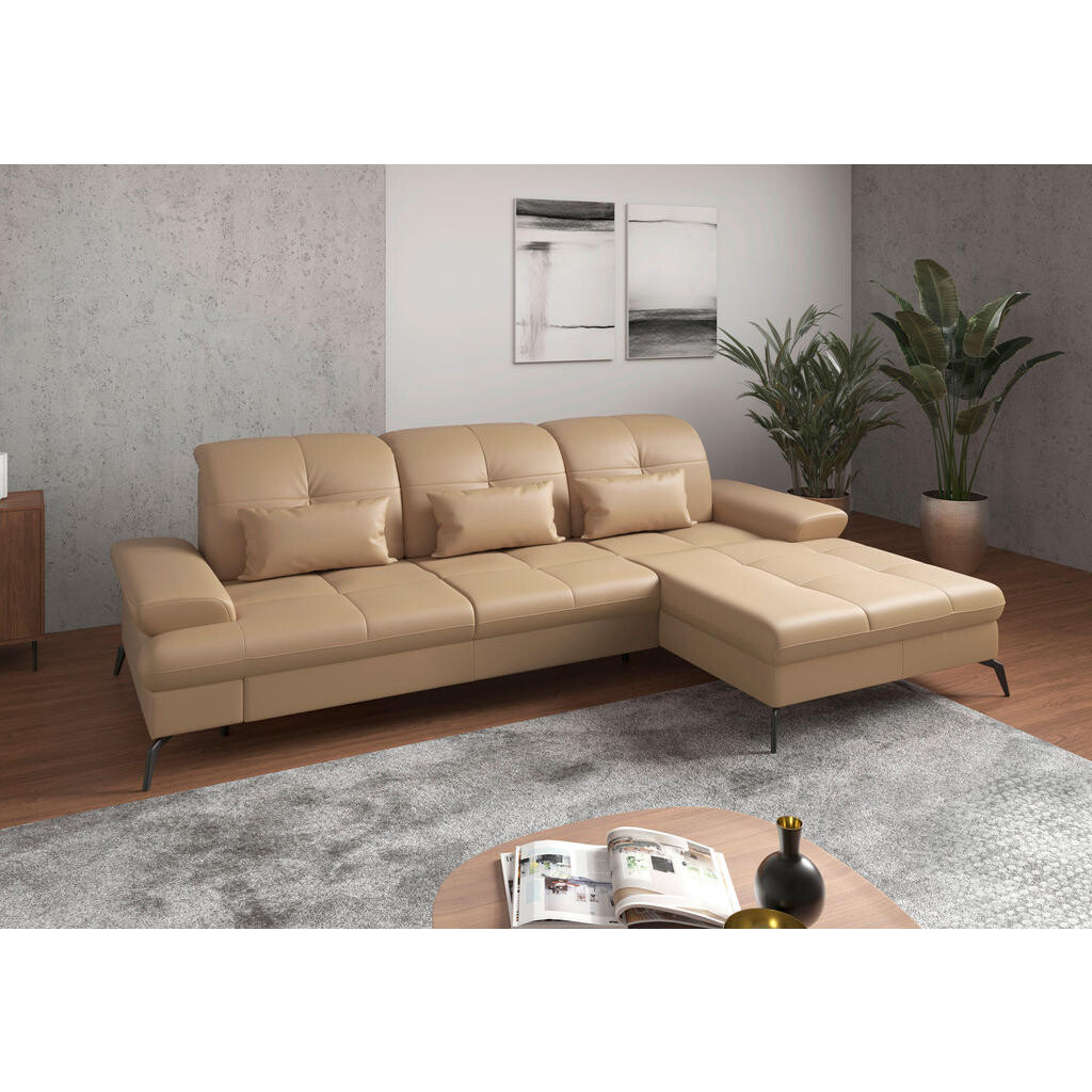 Sit & More ROHOVÁ SEDAČKA, textil, kůže, cappuccino