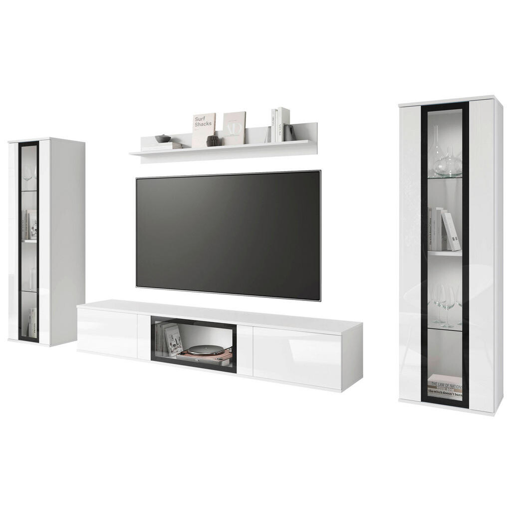 Livetastic OBÝVACÍ STĚNA, bílá, vysoce lesklá bílá