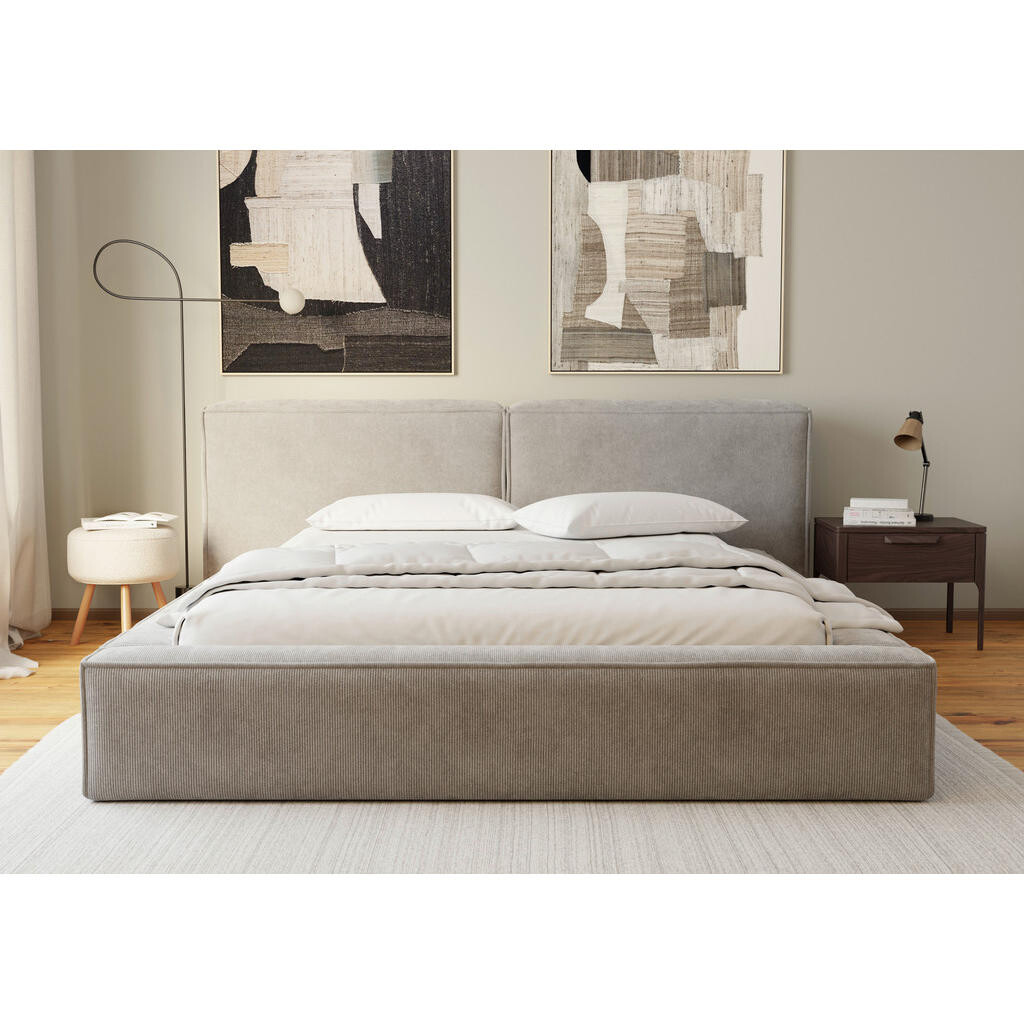 Boxxx ČALOUNĚNÁ POSTEL, 200/200 cm, světle šedá