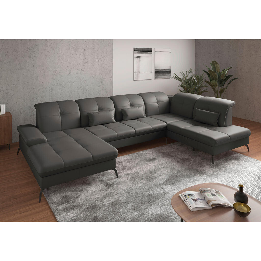 Sit & More SEDACÍ SOUPRAVA, textil, kůže, antracitová