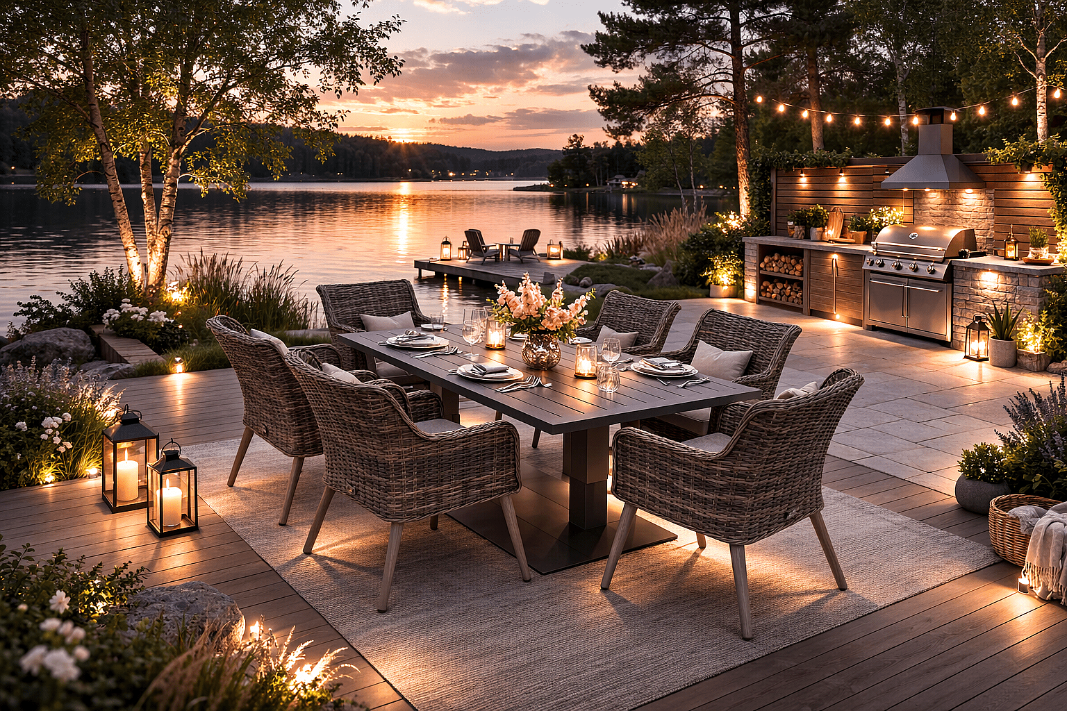 DEOKORK Zahradní ratanová sestava MALIBU 1+6 (šedá)