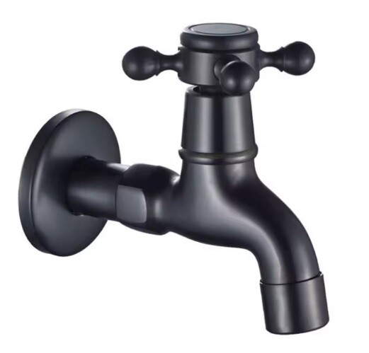 Eco produkty Černý mosazný nástěnný výtokový ventil 1/2