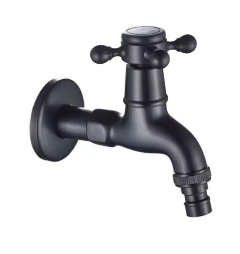 Eco produkty Černý mosazný nástěnný zahradní ventil 1/2