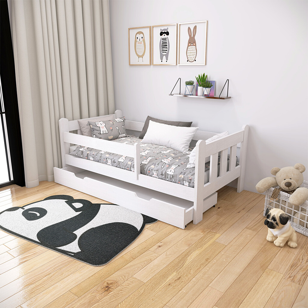 EB Dětská postel z masivu IRINA - 160x80 cm, Bílá - 2.jakost