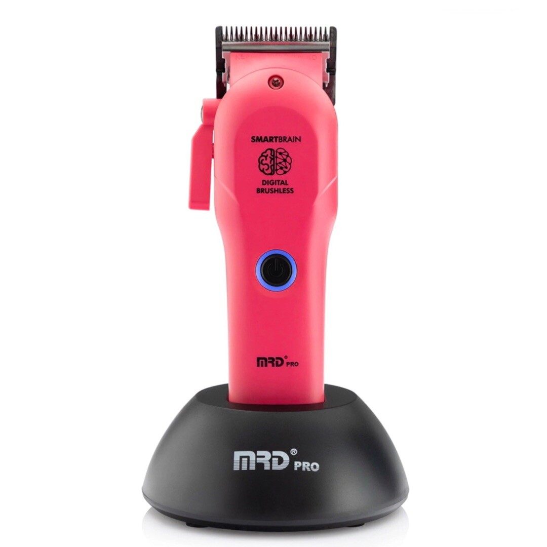 MRD PRO SmartBrain BRUSHLESS Super Torque Motor Clipper - profesionální střihací strojek + M22 - olej na mazání, 200 ml PINK - růžový