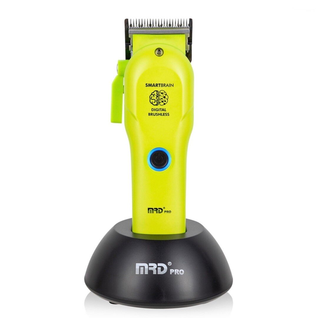 MRD PRO SmartBrain BRUSHLESS Super Torque Motor Clipper - profesionální střihací strojek + M22 - olej na mazání, 200 ml LIME/GREEN - limetkový