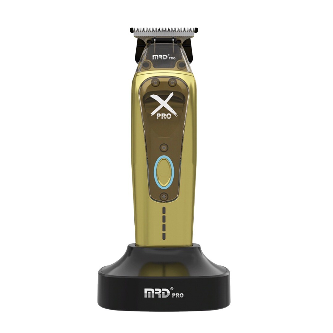 MRD PRO GMT-999C X PRO TRIMMER - profesionální konturovací strojek s vector motorem + M22 - olej na mazání, 200 ml GOLD - zlatý