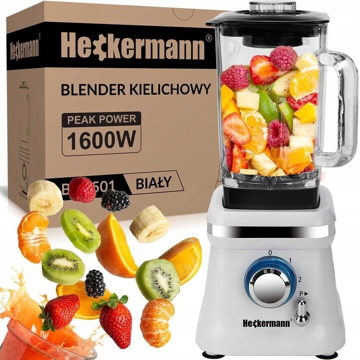 Stolní mixér Heckermann Kalichový Skleněný Velký Výkonný 1600 W