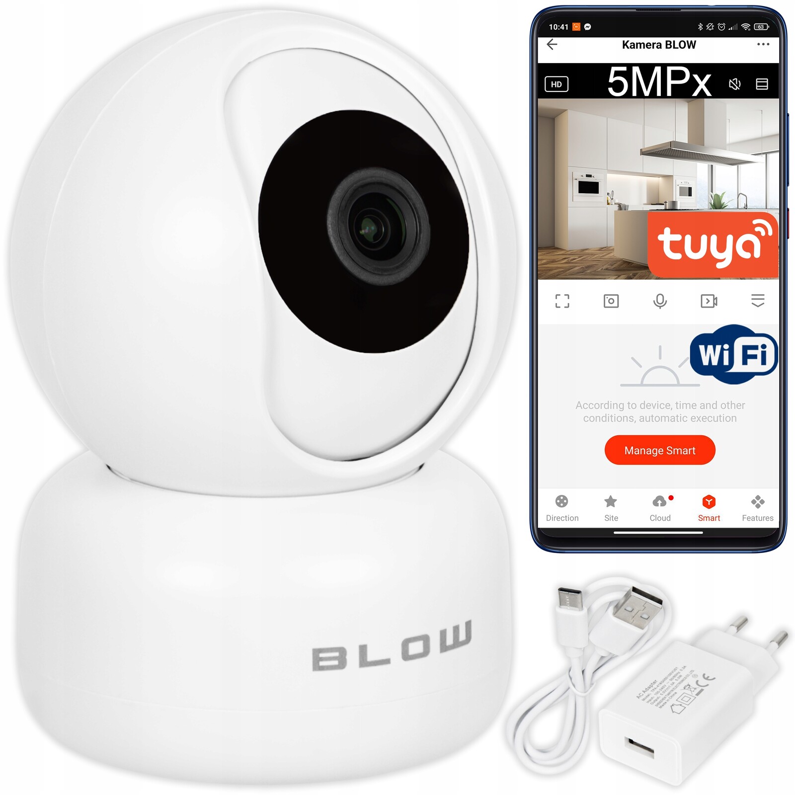 Kamera Ip Wifi Tuya Blow 5GHz 5MPx Chůvička Otočný Zoom Smart Noční Režim