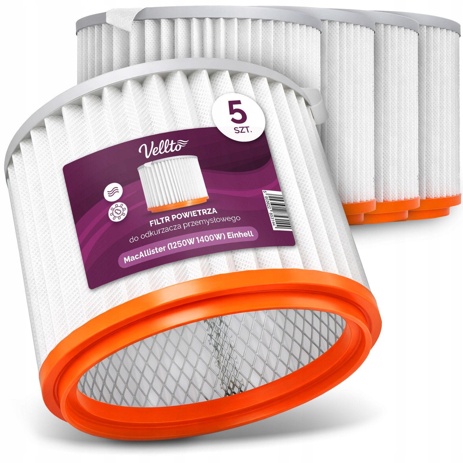 5x Filtr pro vysavače MacAllister 1250W 1400W MEWVP30L-1400 Mac Einhell Graphite Em-v