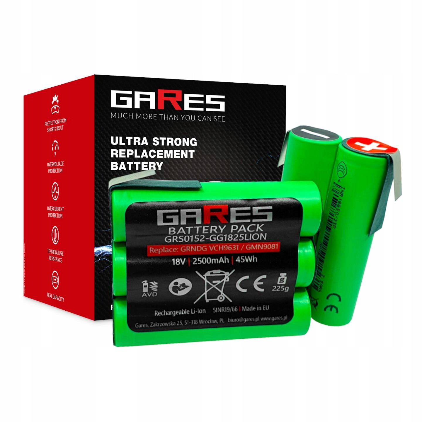 Akumulátor Gares pro Grundig VCH9631 GMN9081 7,4V 2,5Ah Li-Ion