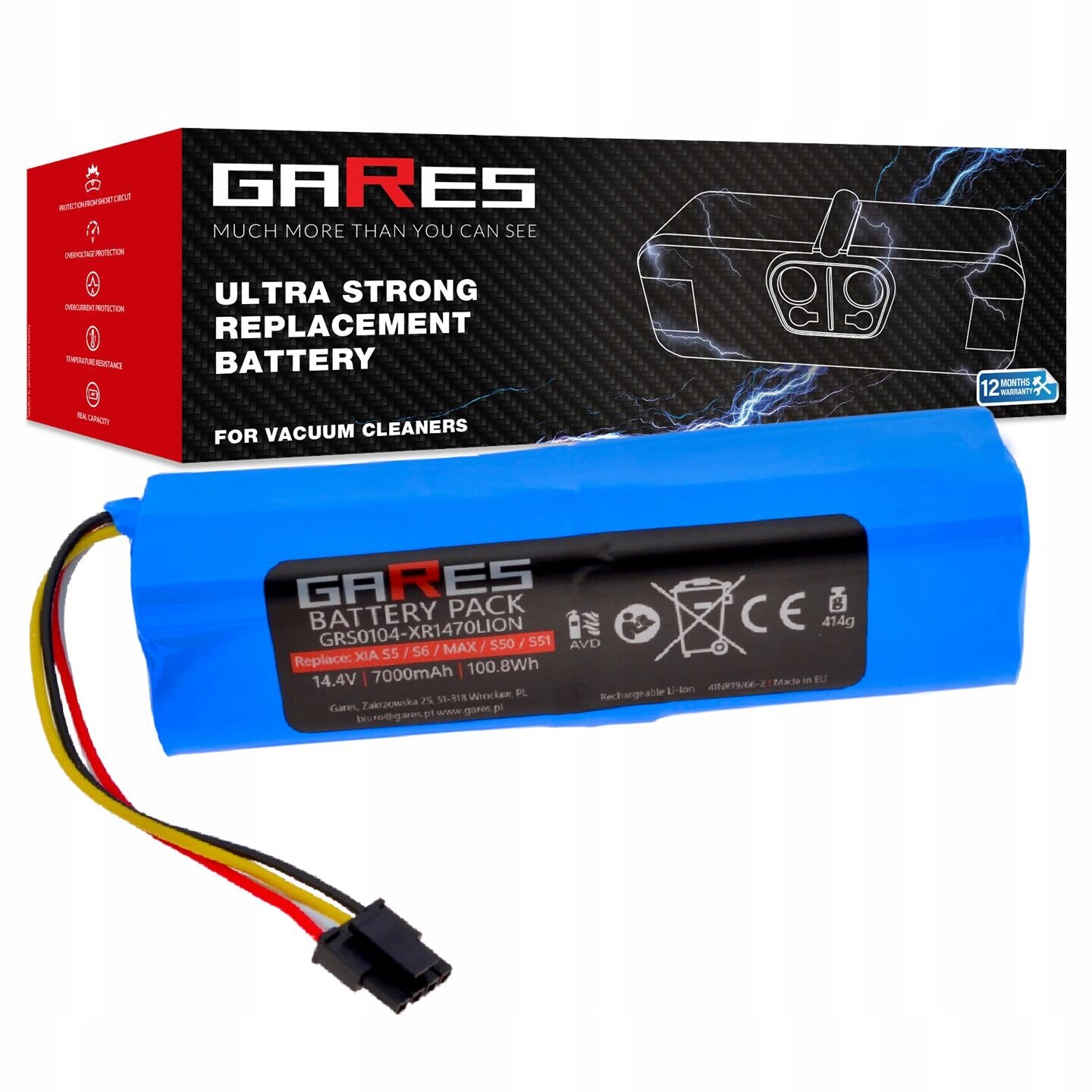 Akumulátor Gares pro Xiaomi Roborock SDJQR01RR SDJQR02RR Mijia 1S 7,0Ah