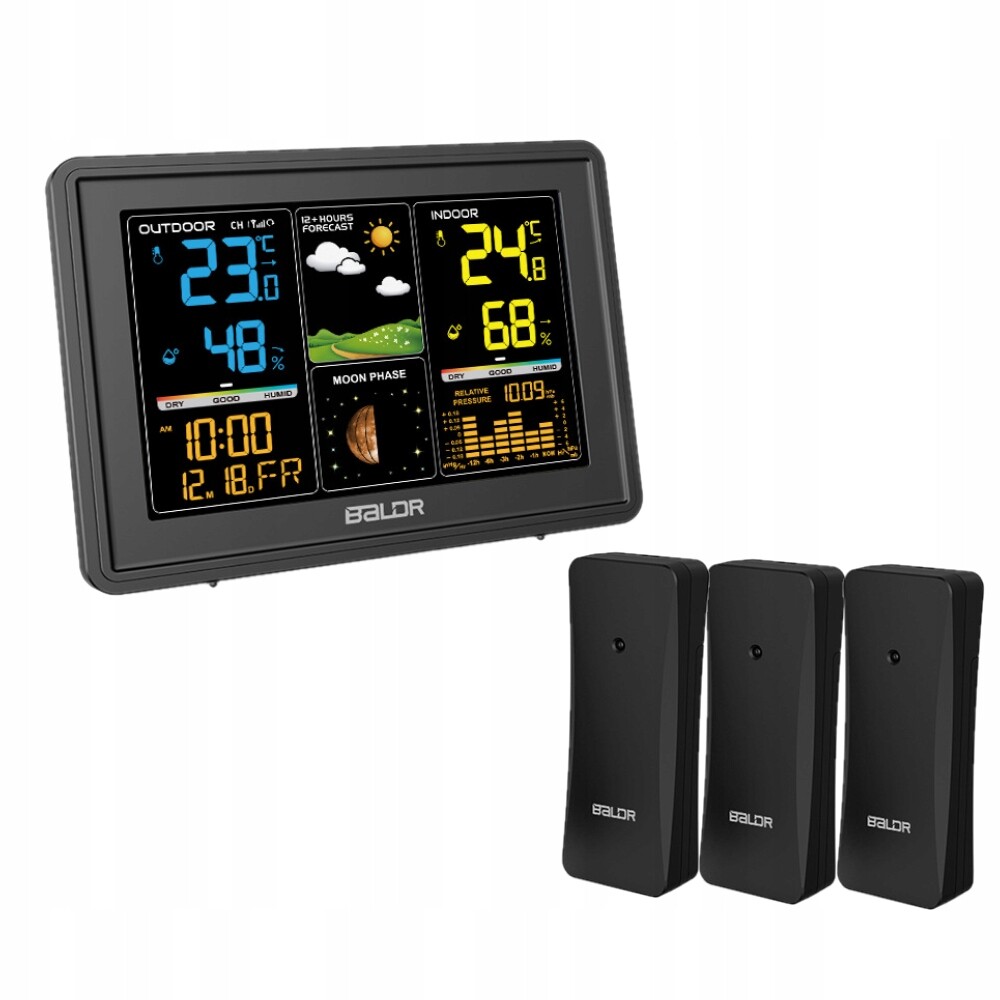 Bezdrátová meteorologická stanice, vlhkoměr, teploměr, 3*senzor