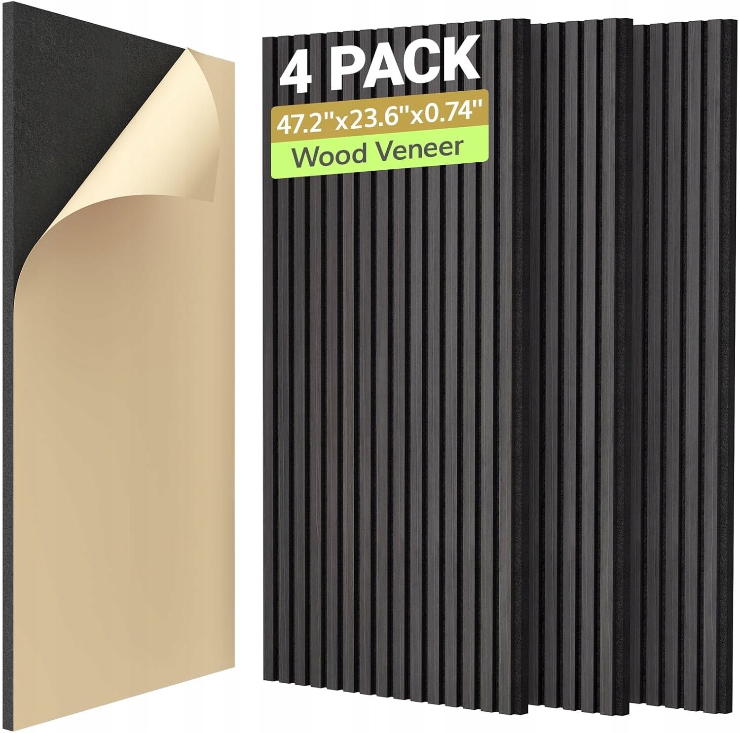 Tonor Akustické panely Stěna Lamele Černé 120x60 cm 4ks