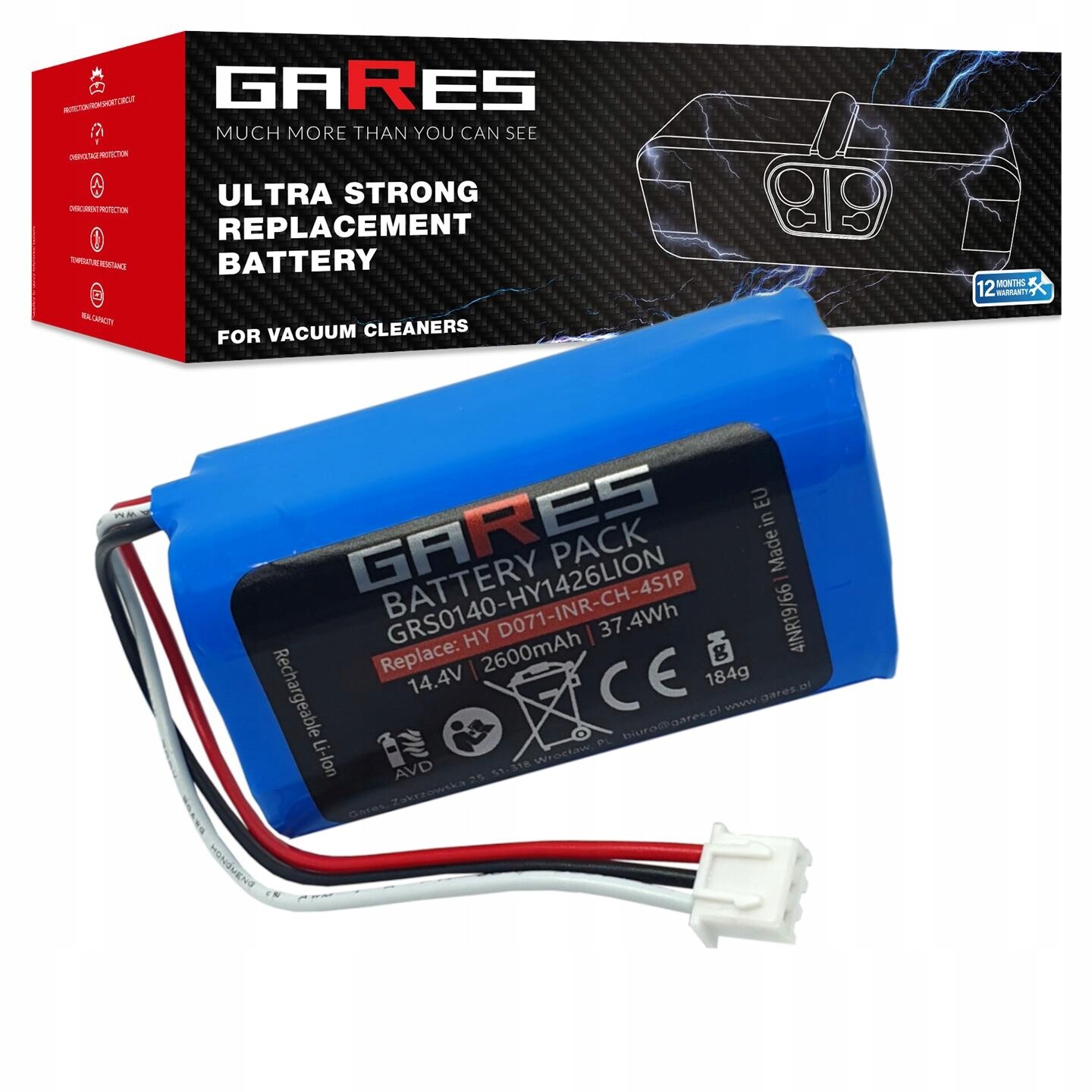 Akumulátor Gares pro Midea M4 V-tac Vt Panda X7 14,4V 2,6Ah